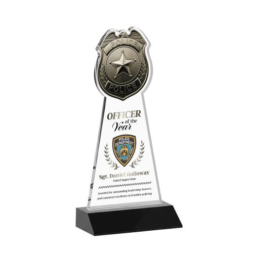 Recognition Awards - Crystal Awards - Police Badge VividPrint&trade; Award - Black