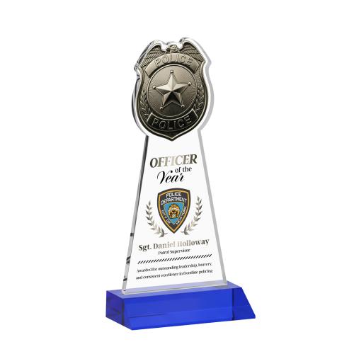 Recognition Awards - Crystal Awards - Police Badge VividPrint&trade; Award - Blue