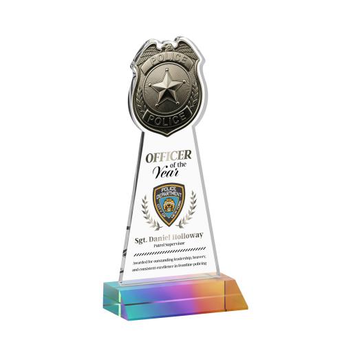 Recognition Awards - Crystal Awards - Police Badge VividPrint&trade; Award - Prismatic