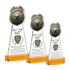 Police Badge VividPrint Award on Alberton Base - Amber - New Items