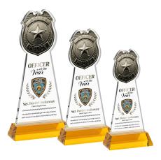 Police Badge VividPrint Award on Hartford Base - Amber - New Items