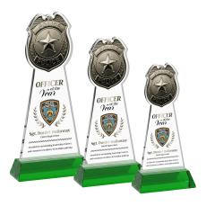 Police Badge VividPrint Award on Hartford Base - Green - New Items