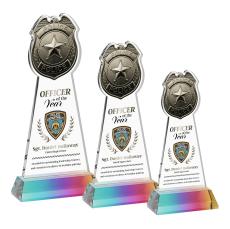 Police Badge VividPrint Award on Hartford Base - Prismatic - Prism Crystal Awards