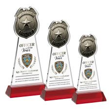 Police Badge VividPrint Award on Hartford Base - Red - New Items