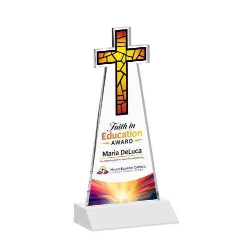 Recognition Awards - Crystal Awards - Cross VividPrint&trade; Award - White