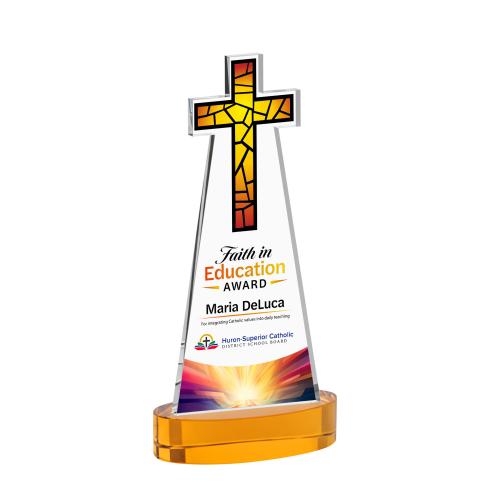 Recognition Awards - Crystal Awards - Cross VividPrint&trade; Award on Alberton Base - Amber