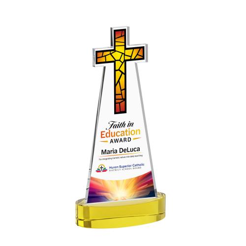 Recognition Awards - Crystal Awards - Cross VividPrint&trade; Award on Alberton Base - Gold