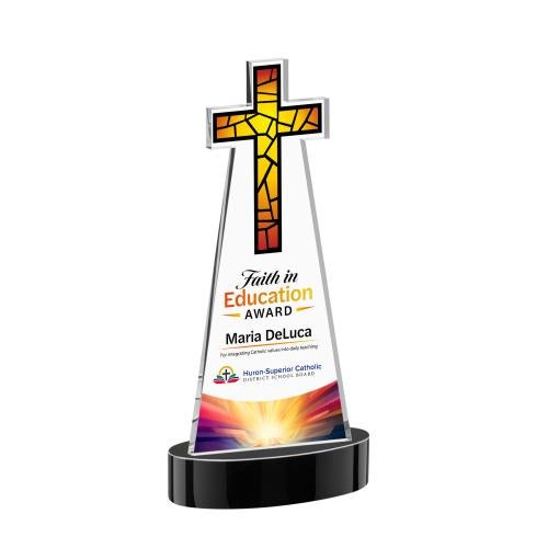 Recognition Awards - Crystal Awards - Cross VividPrint&trade; Award on Alberton Base - Black