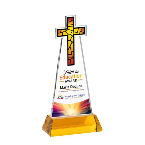 Recognition Awards - Crystal Awards - Cross VividPrint&trade; Award on Hartford Base - Amber