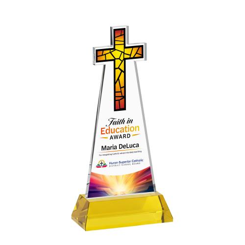 Recognition Awards - Crystal Awards - Cross VividPrint&trade; Award on Hartford Base - Gold