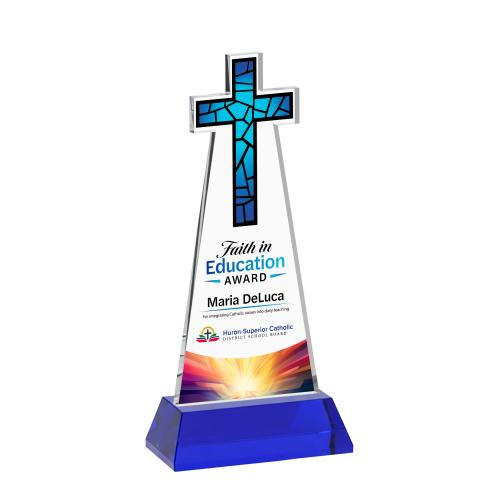 Recognition Awards - Crystal Awards - Cross VividPrint&trade; Award on Hartford Base - Blue