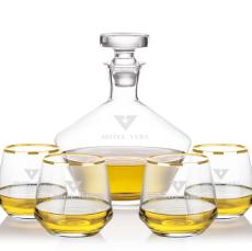 Tucson Decanter Set - Gold Rim - Barware Gift Sets