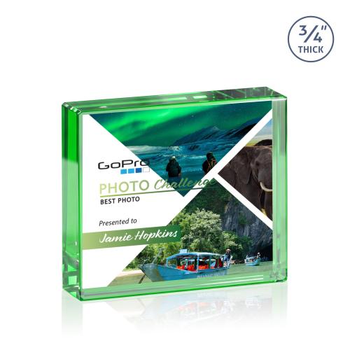 Recognition Awards - Crystal Awards - Crystal Paperweights - Verona VividPrint&trade; Paperweight - Emerald