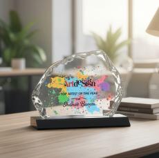 Aspen Iceberg VividPrint Award on Base - Red Crystal Awards