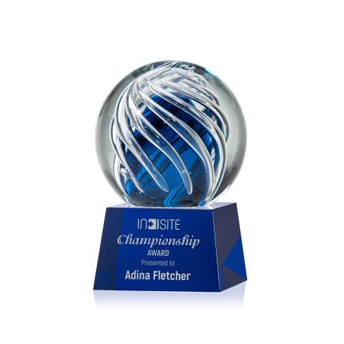Recognition Awards - Glass Awards - Art Glass Awards - Genista Award on Robson Base - Blue