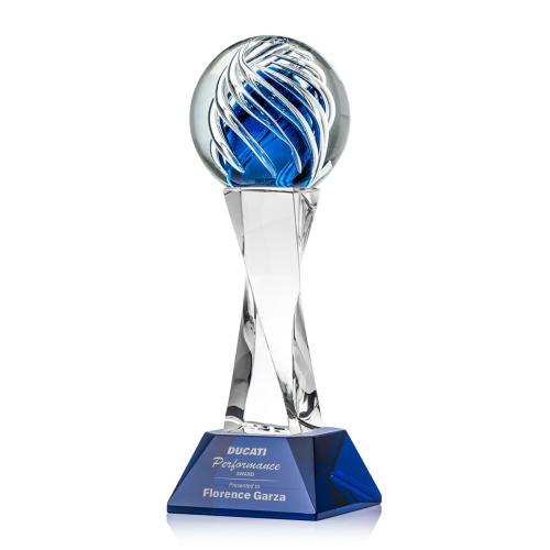 Recognition Awards - Glass Awards - Art Glass Awards - Genista Award on Langport Base - Blue