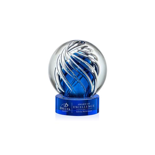 Recognition Awards - Glass Awards - Art Glass Awards - Genista Award on Stanrich Base - Blue
