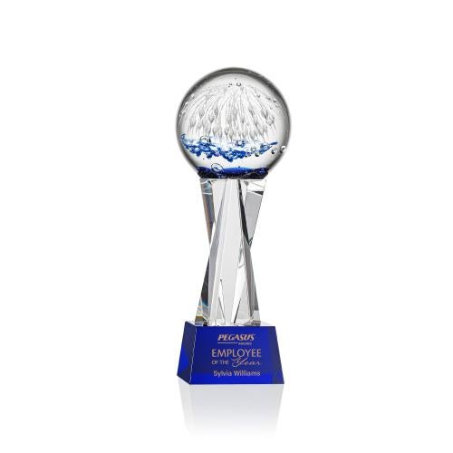 Recognition Awards - Glass Awards - Art Glass Awards - Starburst Award on Grafton Base - Blue