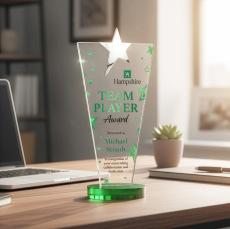 Mantella Chrome Star VividPrint Award - Green - Metal & Crystal Awards