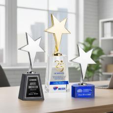 Tuscany Chrome Star on Paragon Base - Blue - Recognition Awards