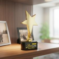 Tuscany Gold Star VividPrint Award on Paragon Base - Black - Metal Awards