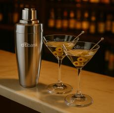 Pescara Shaker & Burlington Martini Set - Martini Glasses and Shakers