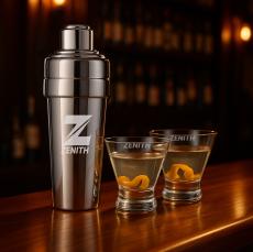 Milano Shaker & Rideau Martini Set - Martini Glasses and Shakers