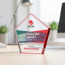 Belmar Pentagon VividPrint Award - Red - Desktop Awards