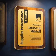 Reston Plaque - Walnut Finish/Gold - Plaque Awards