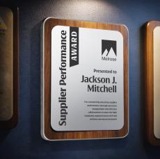 Reston Plaque - Walnut Finish/Silver - Plaque Awards