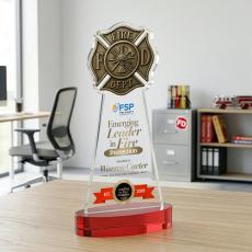 Fire Dept VividPrint Award on Alberton Base - Red - Crystal Awards