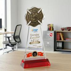 Fire Dept VividPrint Award on Hartford Base - Red - Crystal Awards