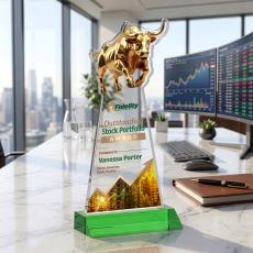 Raging Bull VividPrint Award - Green - Crystal Awards