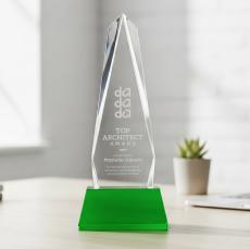 Cheswick Award on Entwhistle Base - Green - Crystal Pillar Awards