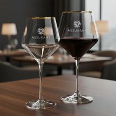 Tucson Gold Rim Burgundy Wine -  Deep Etch - Wine Glasses