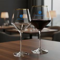 Tucson Gold Rim Burgundy Wine - Imprinted - Wine Glasses