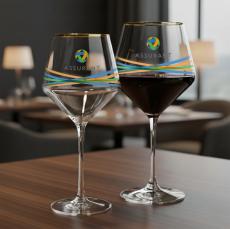Tucson Gold Rim Burgundy Wine - VividPrint - Wine Glasses