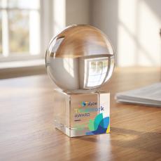 Crystal Ball VividPrint Award on Cube - Crystal Ball Awards