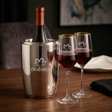 Pescara Wine Cooler & Tucson Gold Rim Wine Set - Barware Gift Sets