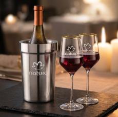 Milano Wine Cooler & 2 Tucson Gold Rim Wine Set - Barware Gift Sets