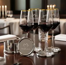 Baldoni Coasters & Tucson Gold Rim Wine Set - Barware Gift Sets