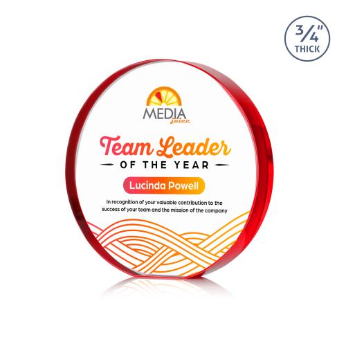 Recognition Awards - Crystal Awards - Gainsborough Circle VividPrint&trade; Award - Red