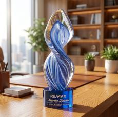 Bonavista Award on Marvel Base - Blue - Colored Crystal Awards