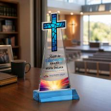 Cross VividPrint Award - Sky Blue - Colored Glass Awards