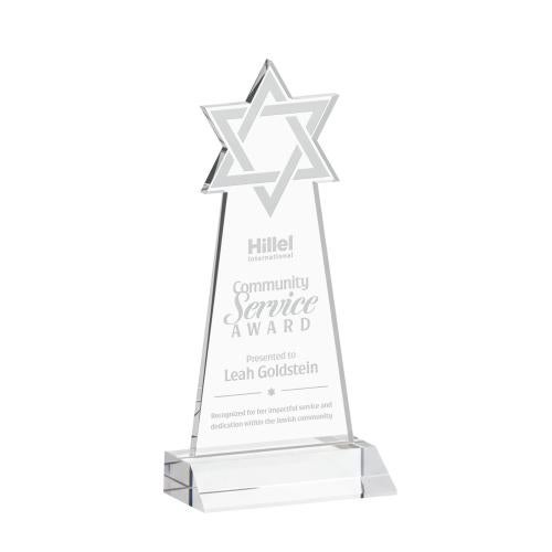 Recognition Awards - Crystal Awards - Star of David Award - Clear