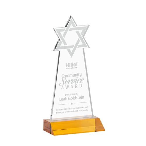 Recognition Awards - Crystal Awards - Star of David Award - Amber