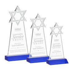 Star of David Award - Blue - Colored Glass Awards