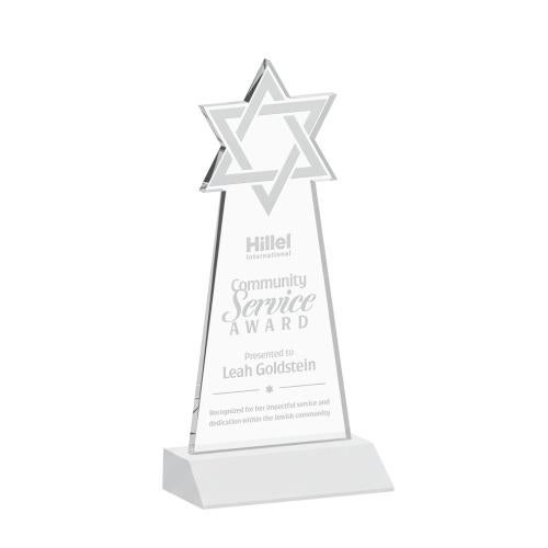 Recognition Awards - Crystal Awards - Star of David Award - White