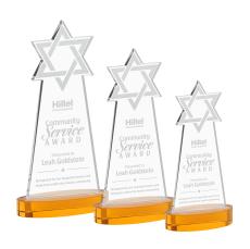 Star of David Award on Alberton Base - Amber - Colored Glass Awards