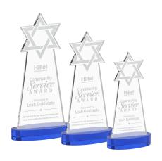 Star of David Award on Alberton Base - Blue - Colored Glass Awards